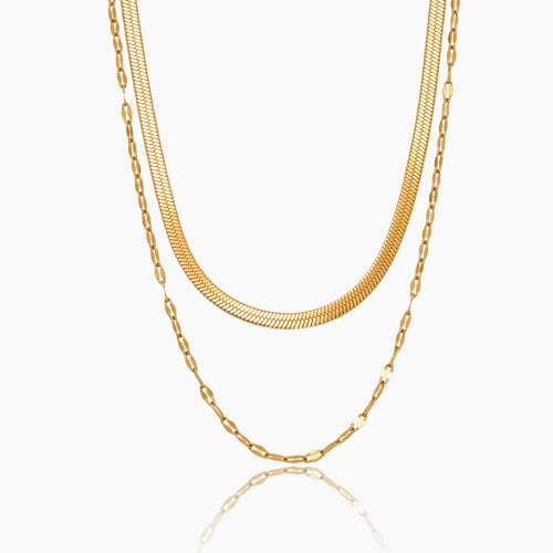 Snake & Sequin Layered Necklace