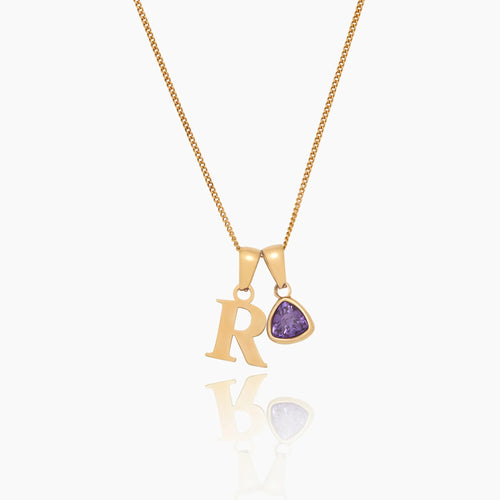 Initial & Birthstone Charm Necklace