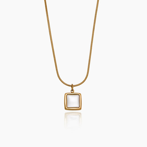 Nacre Square Pendant Necklace