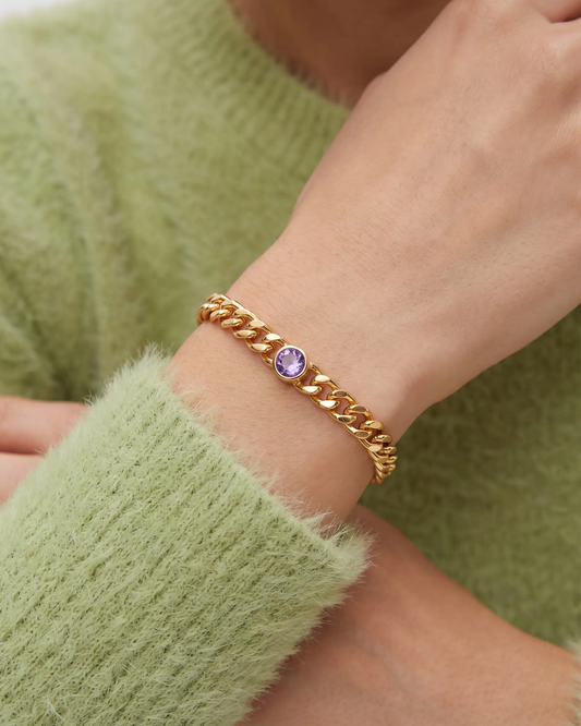 Curb Birthstone Bracelet