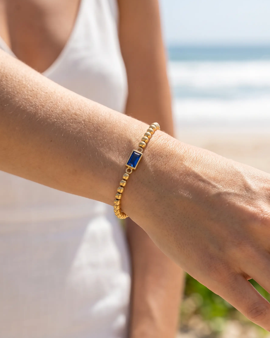 Gold Bead Birthstone Bracelet