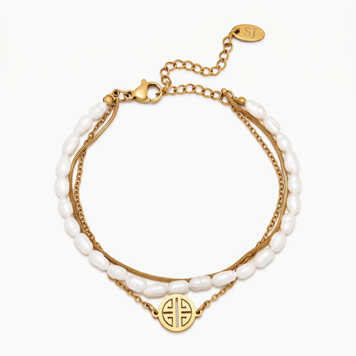 Daylight Layered Pearl & Gold Bracelet