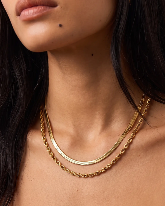 Herringbone and Rope Layered Necklace