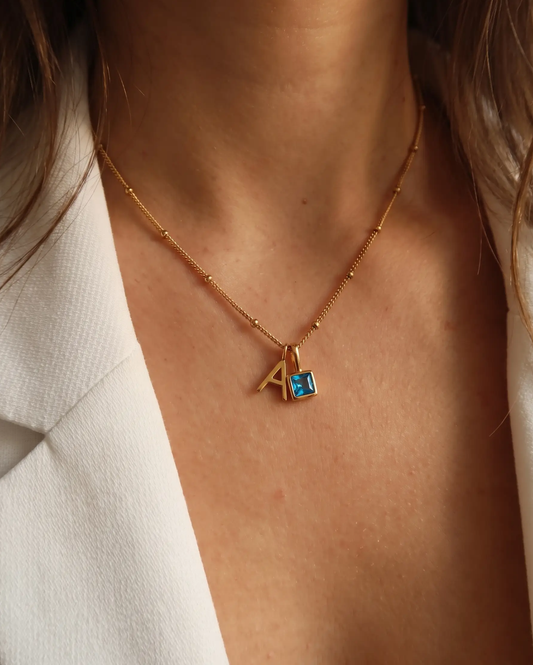Stone Initial Necklace