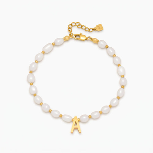 Pearl Letter Charm Bracelet