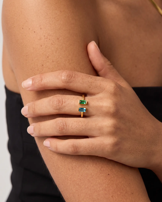Pair Baguette Birthstone Ring