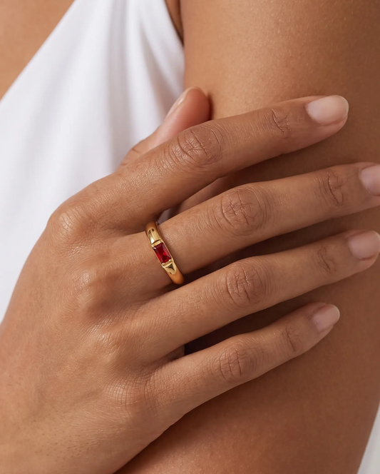 Row Baguette Birthstone Ring