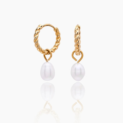Mini Twist Pearl Hoops