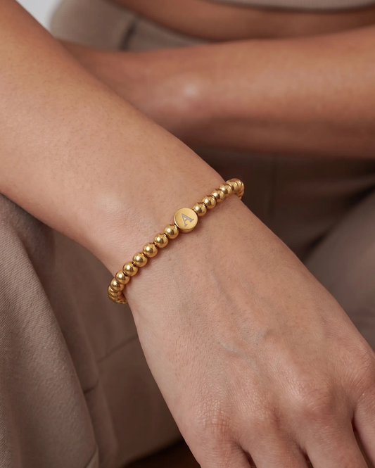 Engraved Initial Bead Bracelet