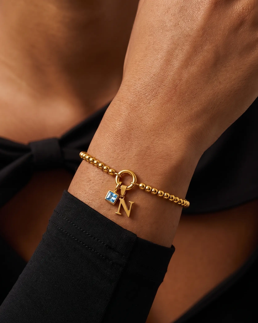 Pebble Initial Birthstone Bracelet