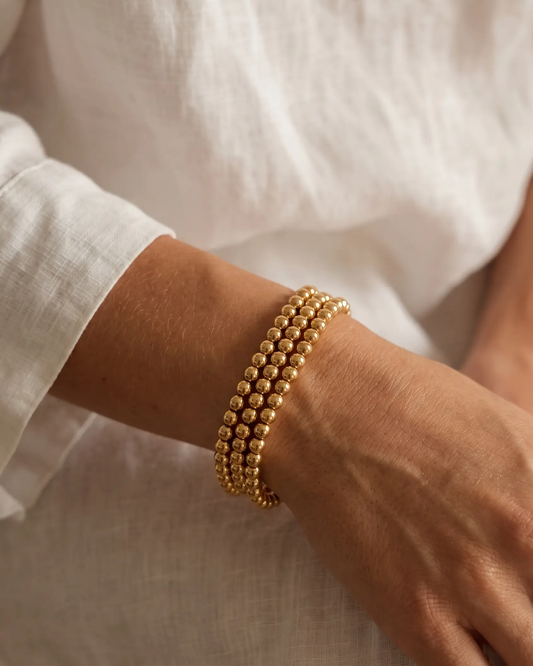 Trio Gold Bead Bracelet Stack