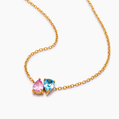 Pair Teardrop Birthstone Necklace