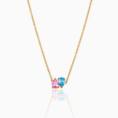 Pair Teardrop Birthstone Necklace