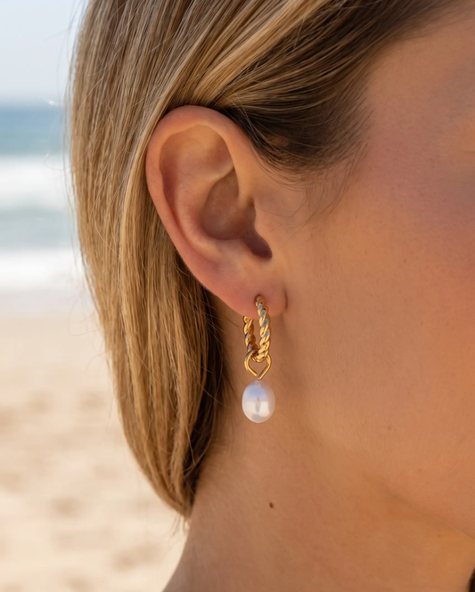 Mini Twist Pearl Hoops
