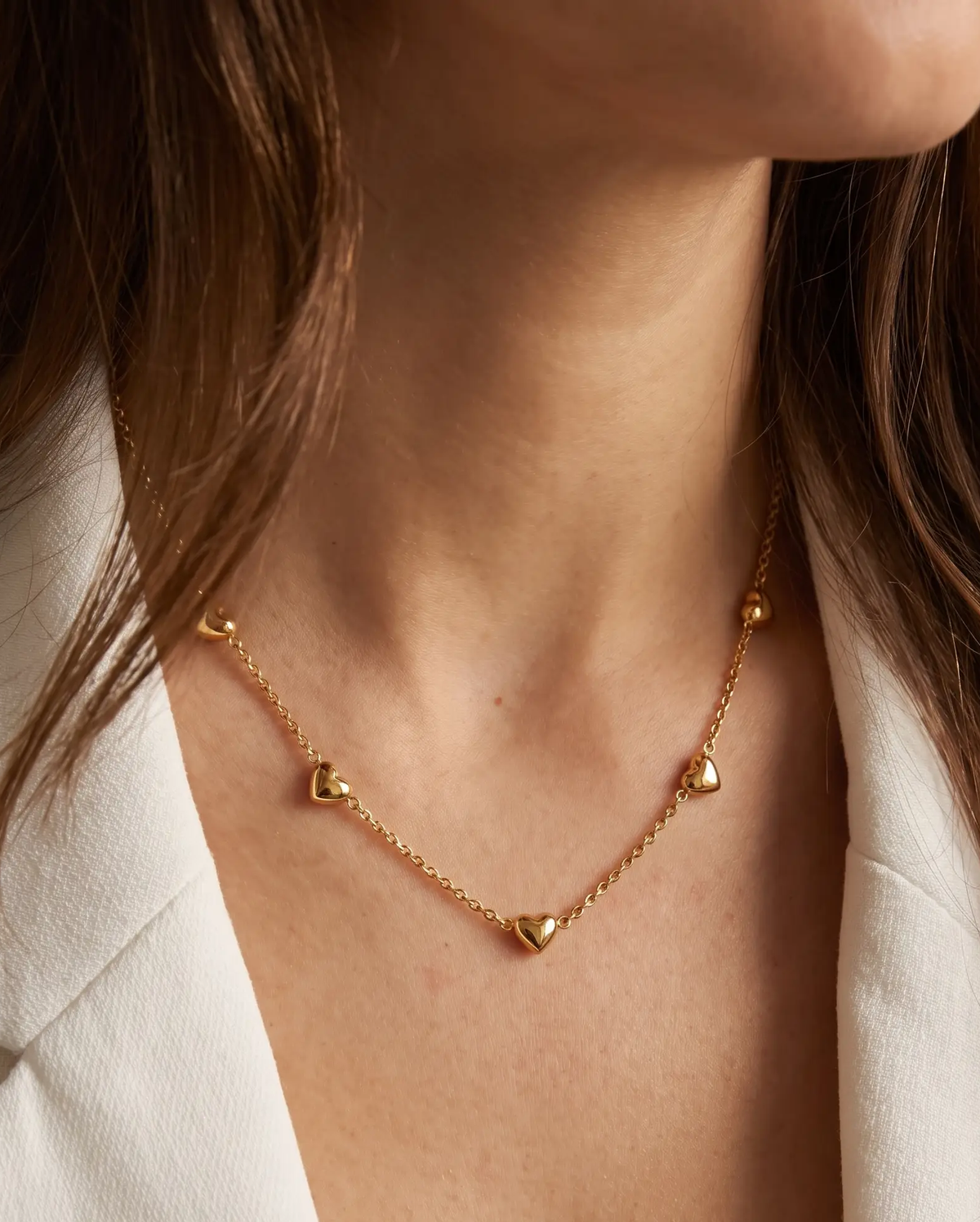 Puff Heart Station Necklace