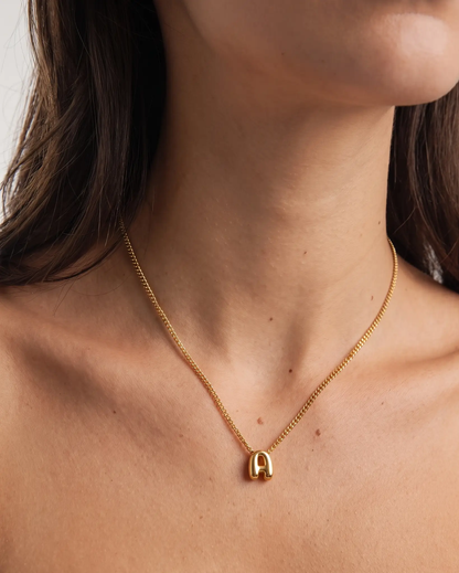 Puff Initial Charm Necklace