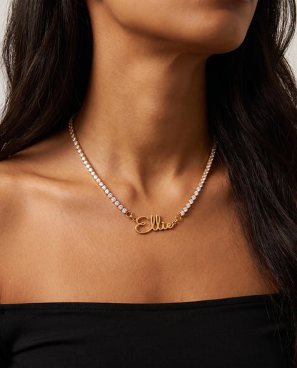 Script Name Tennis Necklace