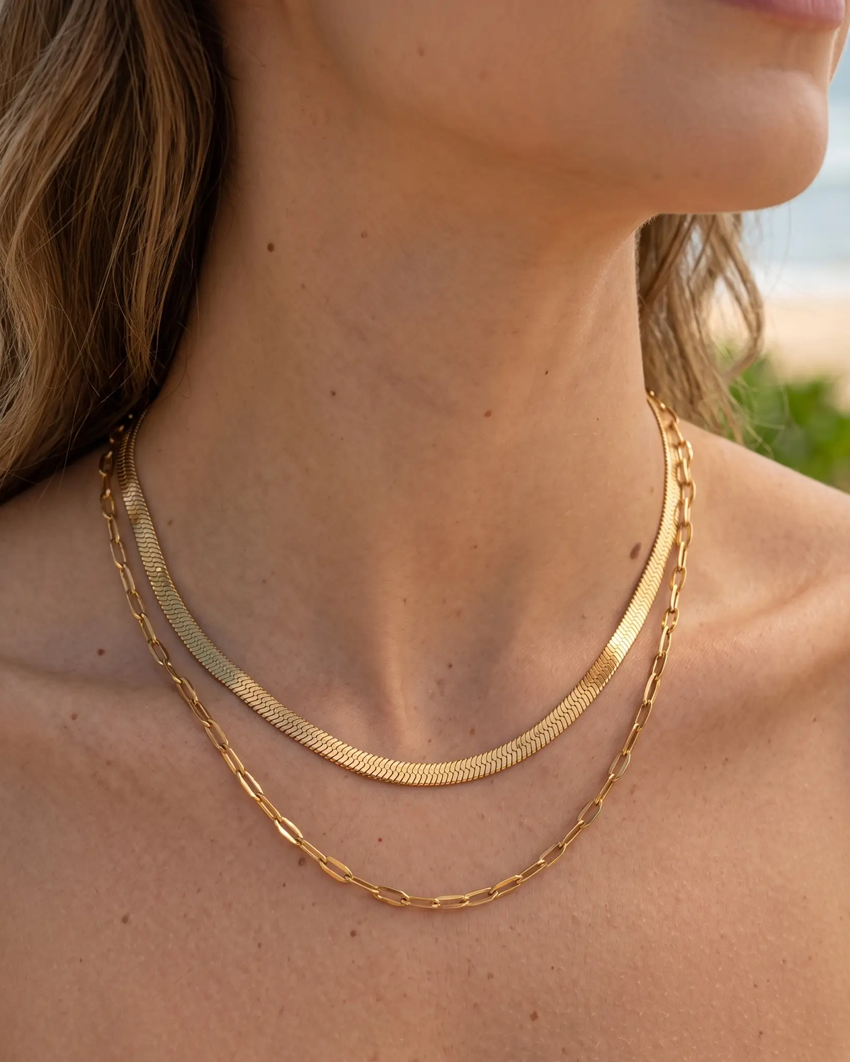 Snake and Sequin Layered Necklace
