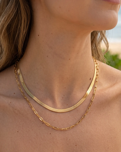 Snake and Sequin Layered Necklace