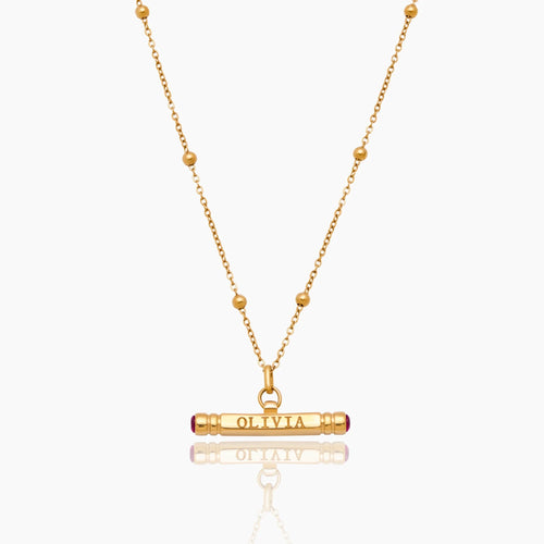 Name & Birthstone T-Bar Necklace
