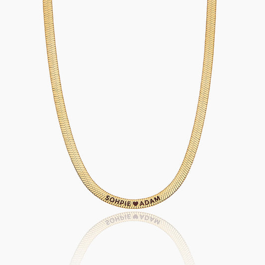 Engraved Herringbone Chain Necklace