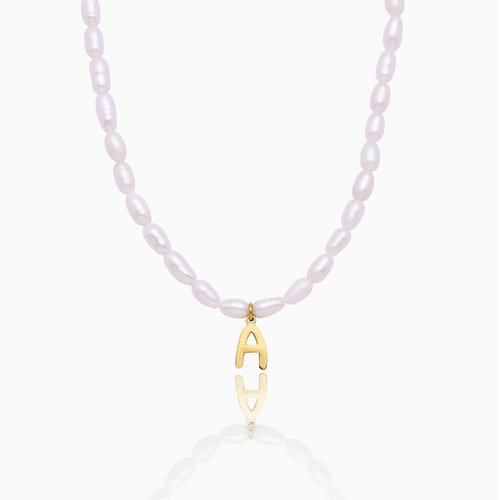 Bold Initial Pearl Necklace