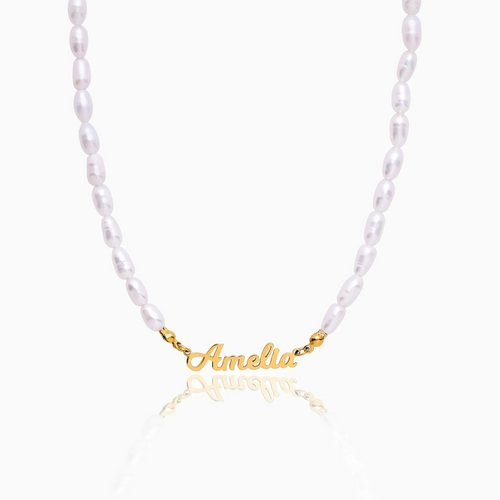 Bold Name Pearl Necklace